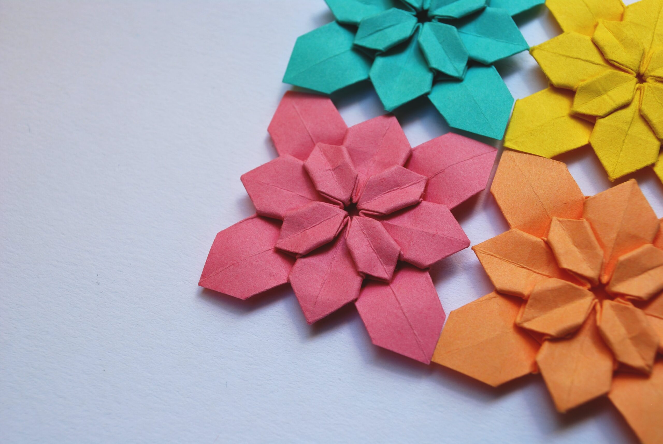 orgami made with coloured paper