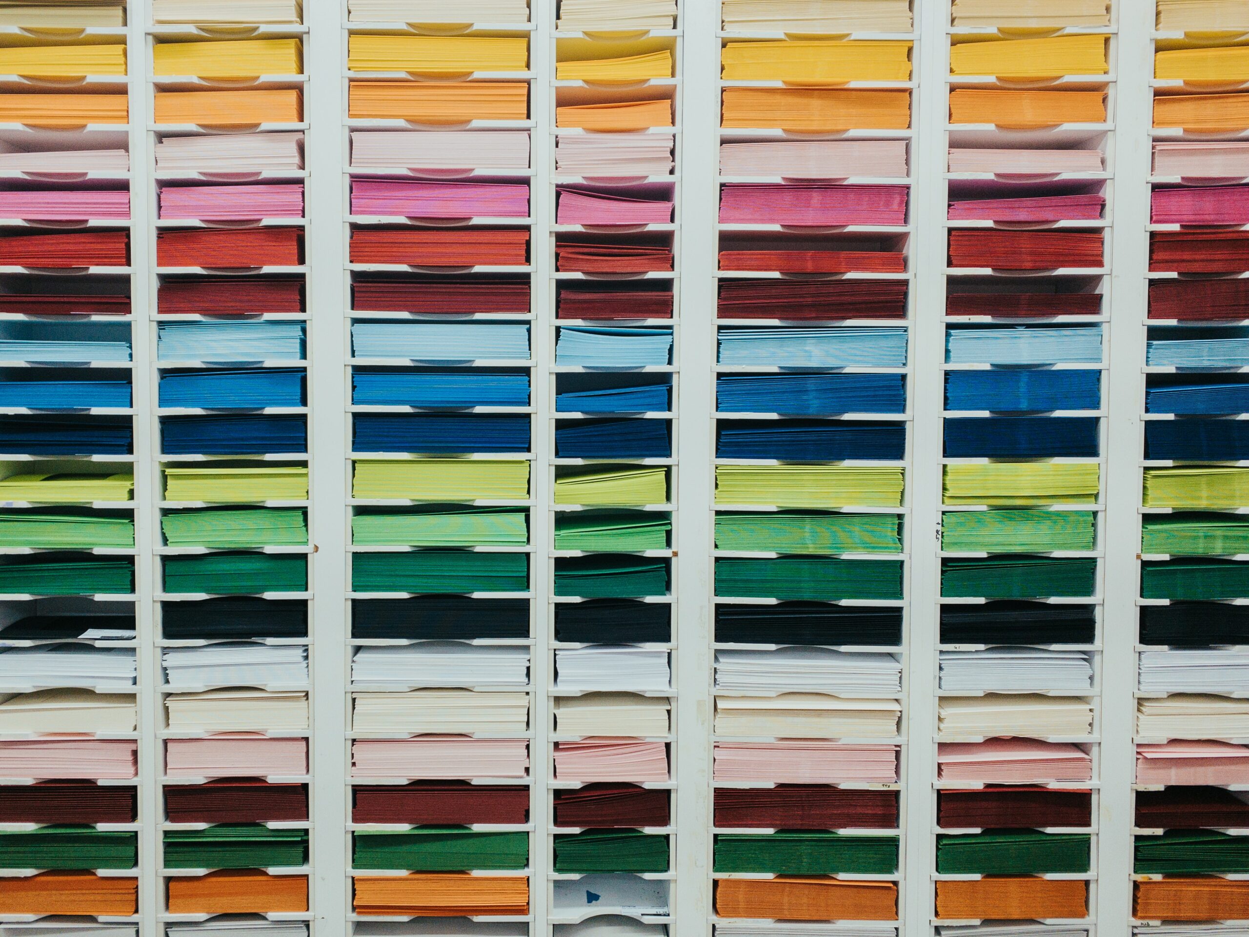 shelves of shaded paper