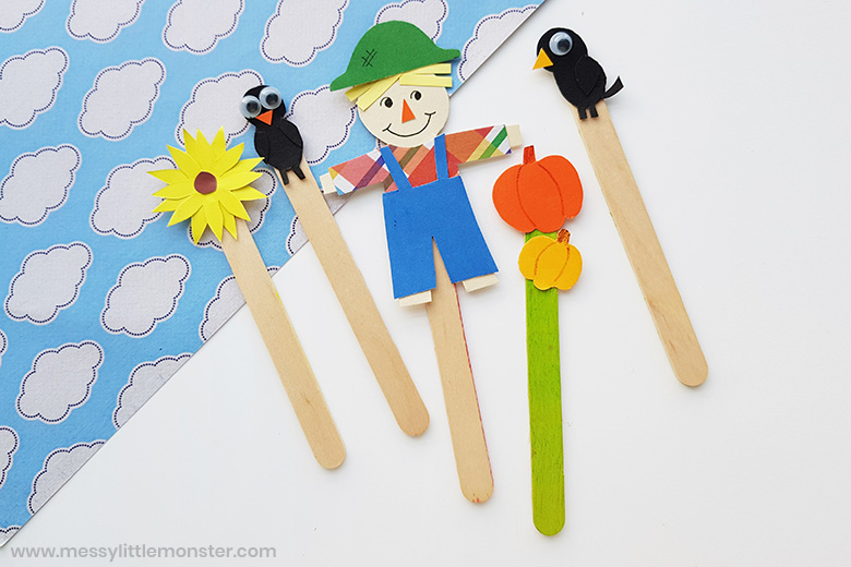 Lollipop stick scarecrows - autumn crafts